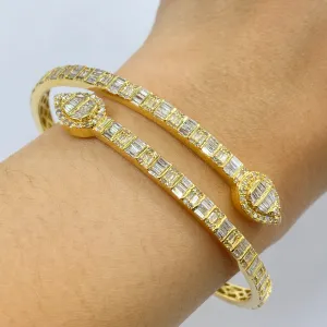 Pear Shape Diamond Baguette Bangle Bracelet 6.5"