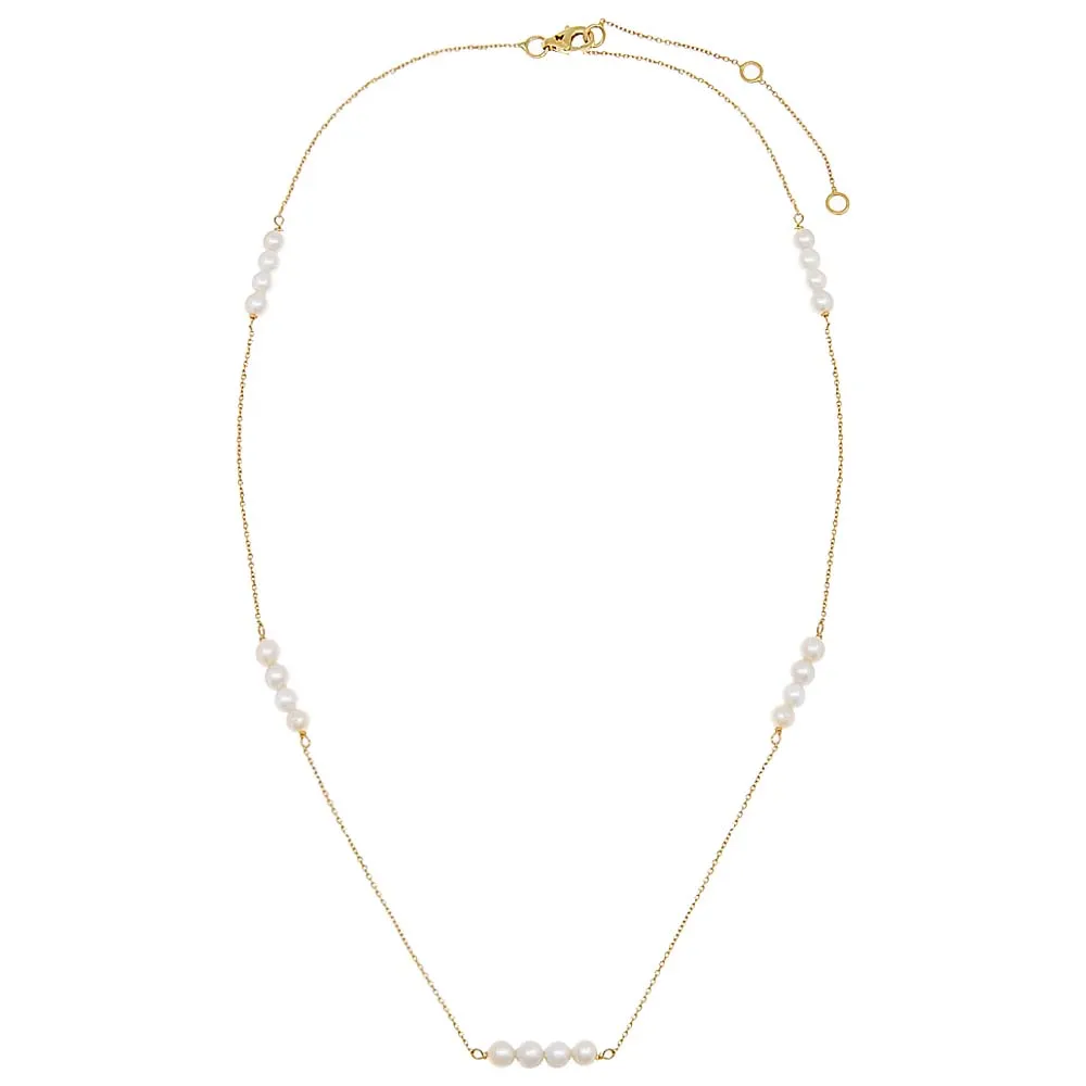 Pearl Cluster Chain Necklace 14K