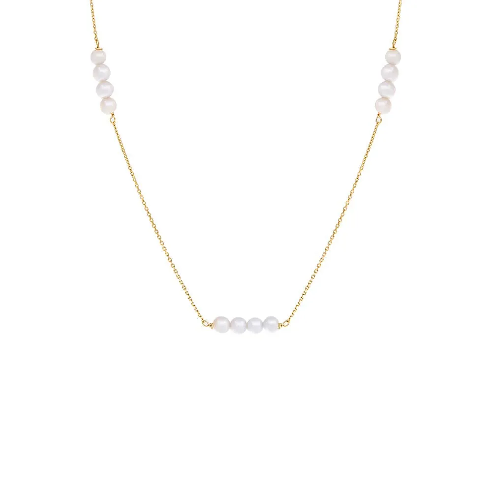 Pearl Cluster Chain Necklace 14K