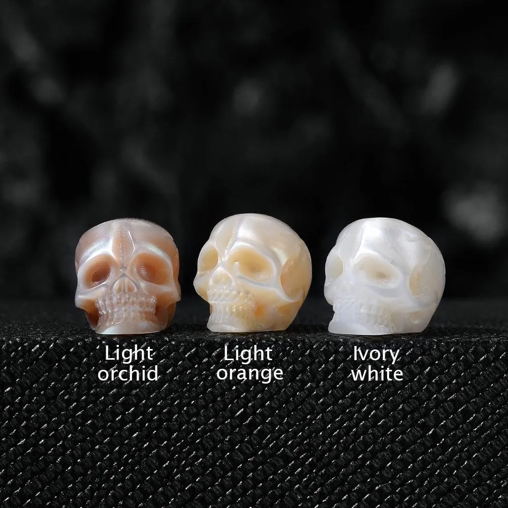 Pearl Skull White Shell Double Halo Gemstone Necklace