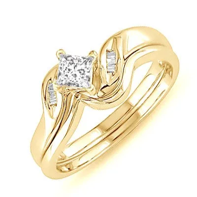 Perfect Diamond Moissanite Bridal Wedding Ring Set Princess Cut 1.25 Carat on 10k White Gold