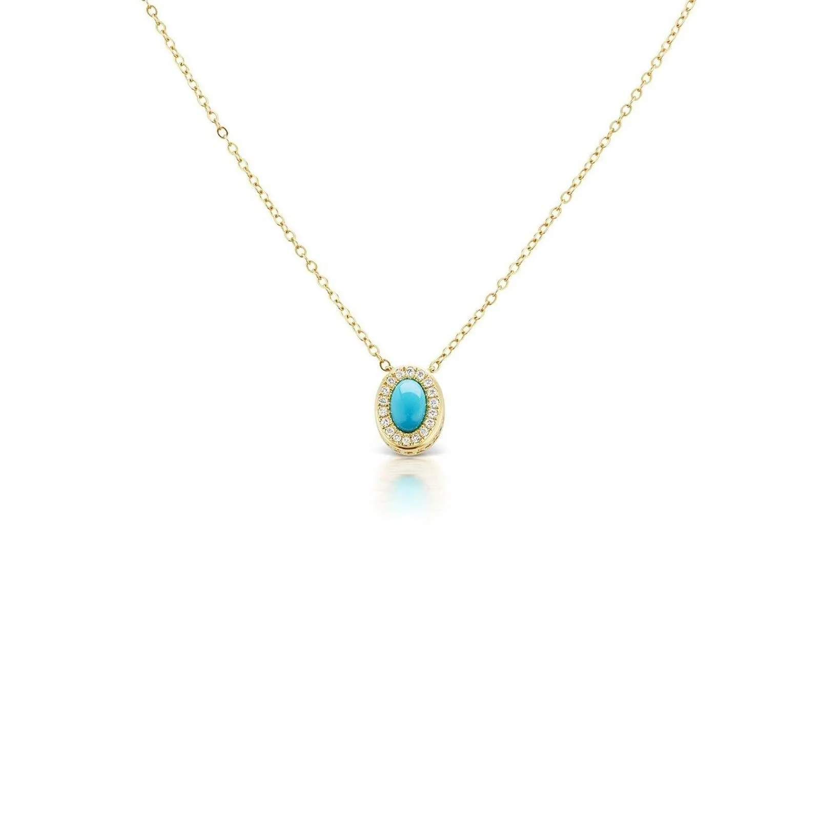 Petite Gemset Necklace in Turquoise and Diamond