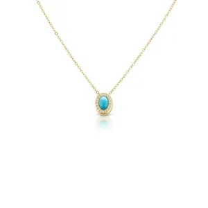 Petite Gemset Necklace in Turquoise and Diamond