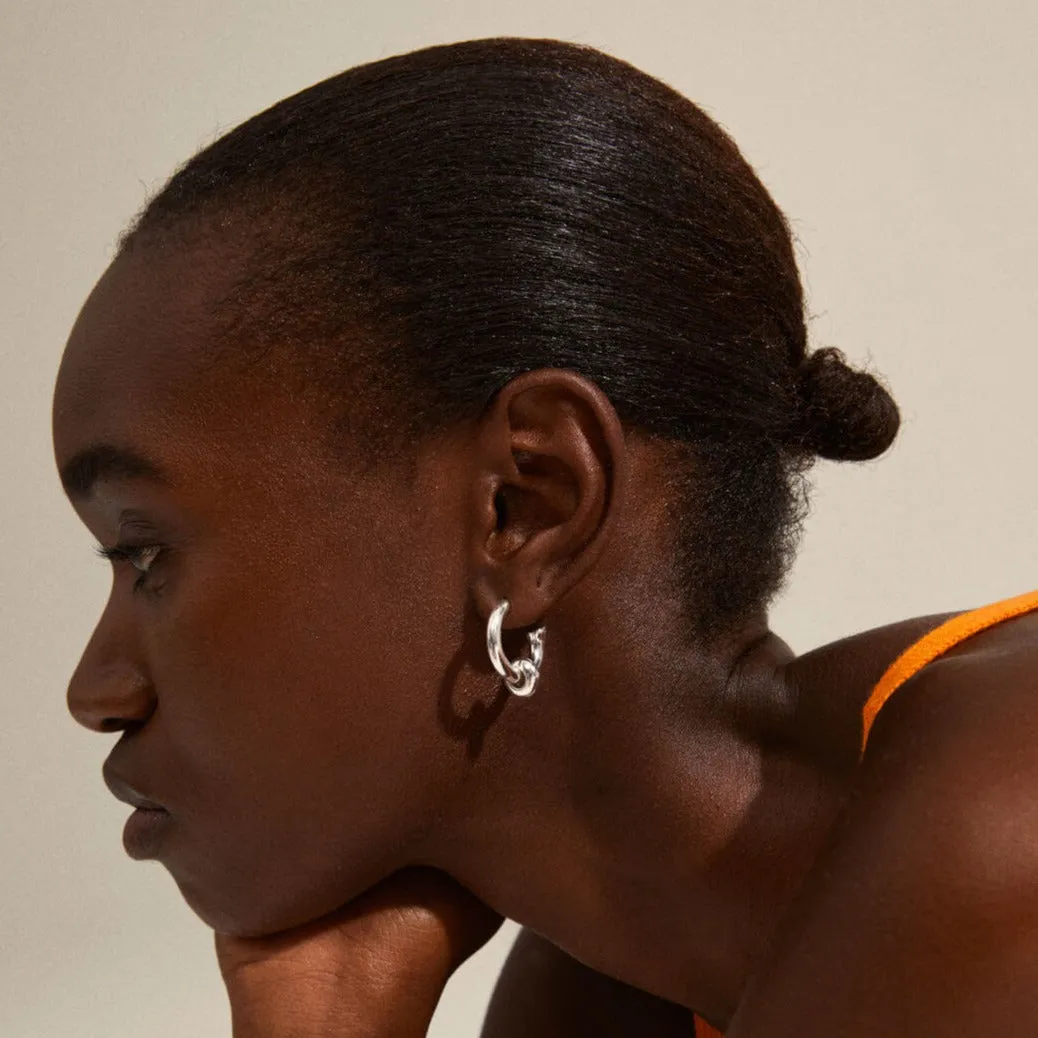 Pilgrim Hopeful Silver Huggie Hoop Earrings