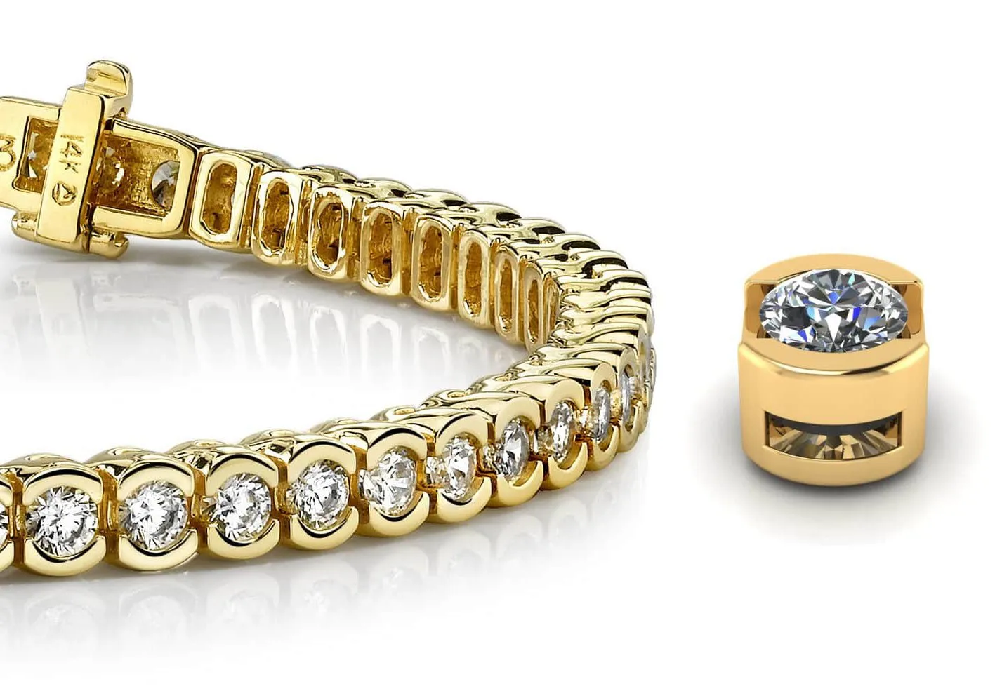 Pillow Bezel Set Lab-Grown Diamond Tennis Bracelet with 2.99 ct.(finished) 2.25mm