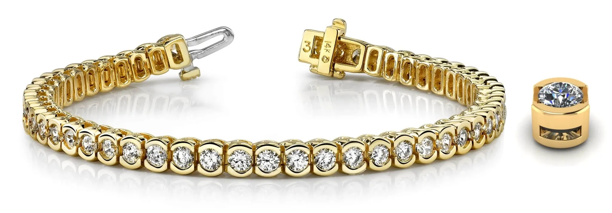 Pillow Bezel Set Lab-Grown Diamond Tennis Bracelet with 2.99 ct.(finished) 2.25mm