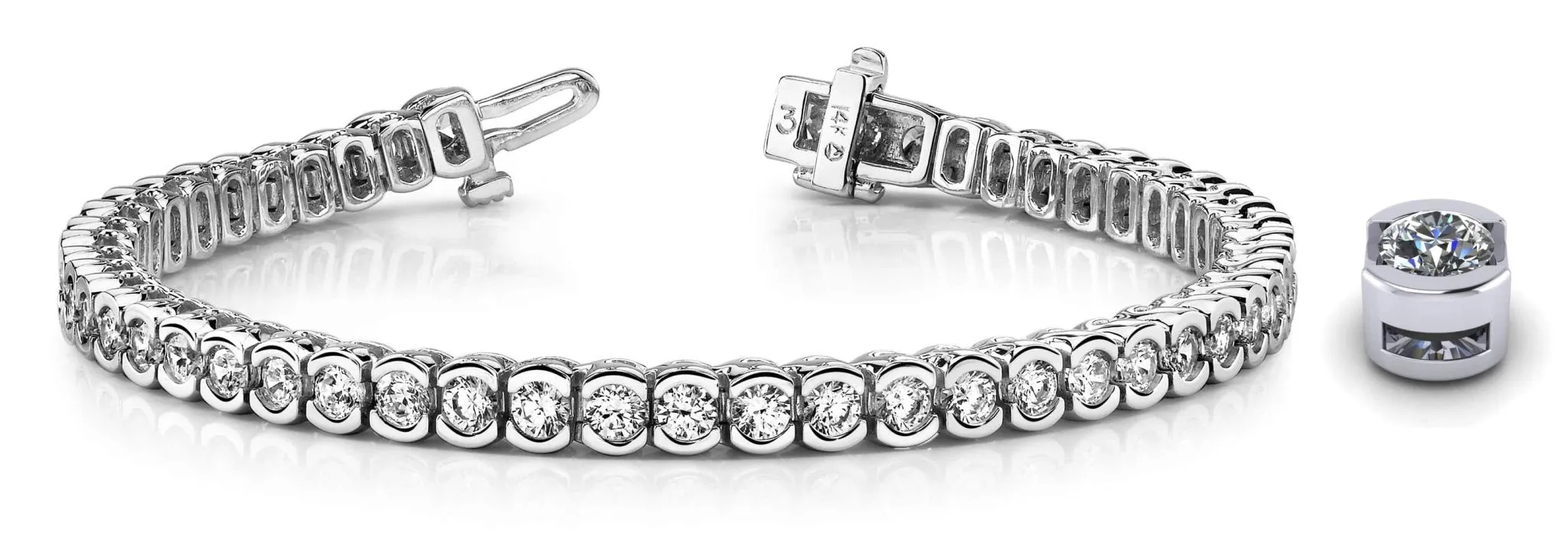 Pillow Bezel Set Lab-Grown Diamond Tennis Bracelet with 2.99 ct.(finished) 2.25mm