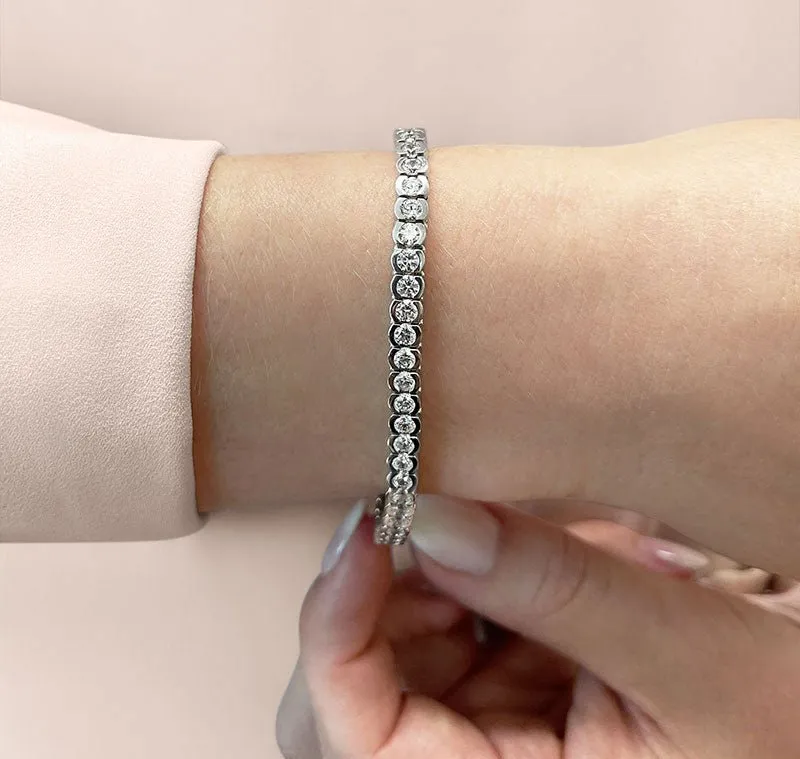 Pillow Bezel Set Lab-Grown Diamond Tennis Bracelet with 2.99 ct.(finished) 2.25mm