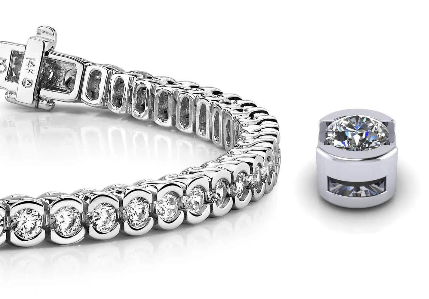 Pillow Bezel Set Lab-Grown Diamond Tennis Bracelet with 2.99 ct.(finished) 2.25mm