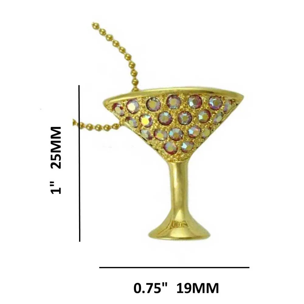 Pink AB Crystals Martini Glass Pendant on Gold Chain - PT402A