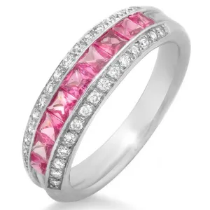 Pink Sapphire & Diamond Ring, 18k White Gold