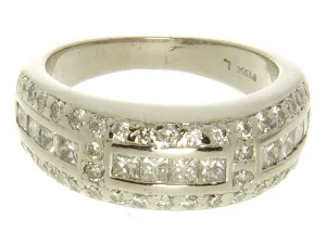 Platinum 1.00ct Princess & Round Diamond Band Ring