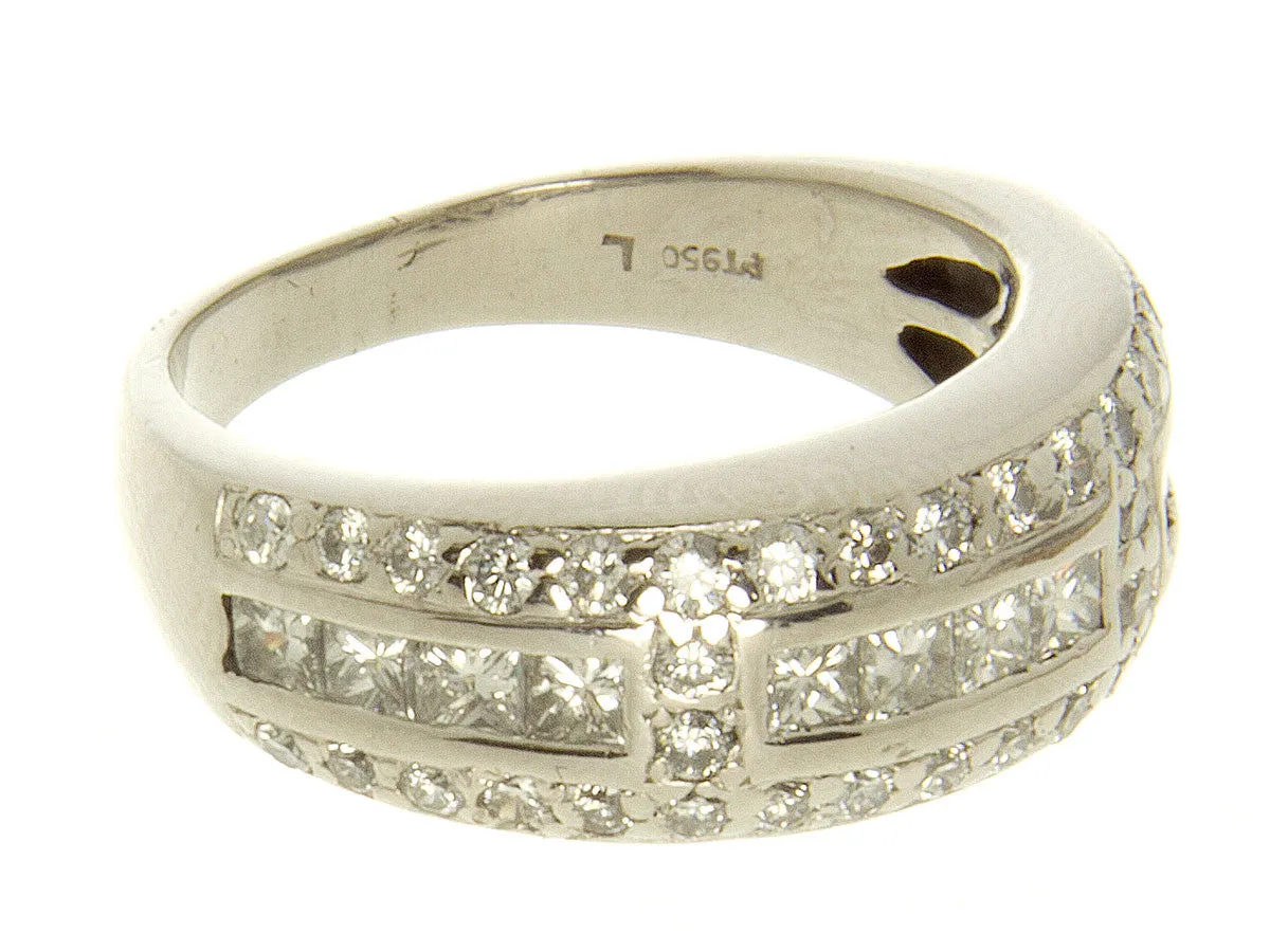 Platinum 1.00ct Princess & Round Diamond Band Ring