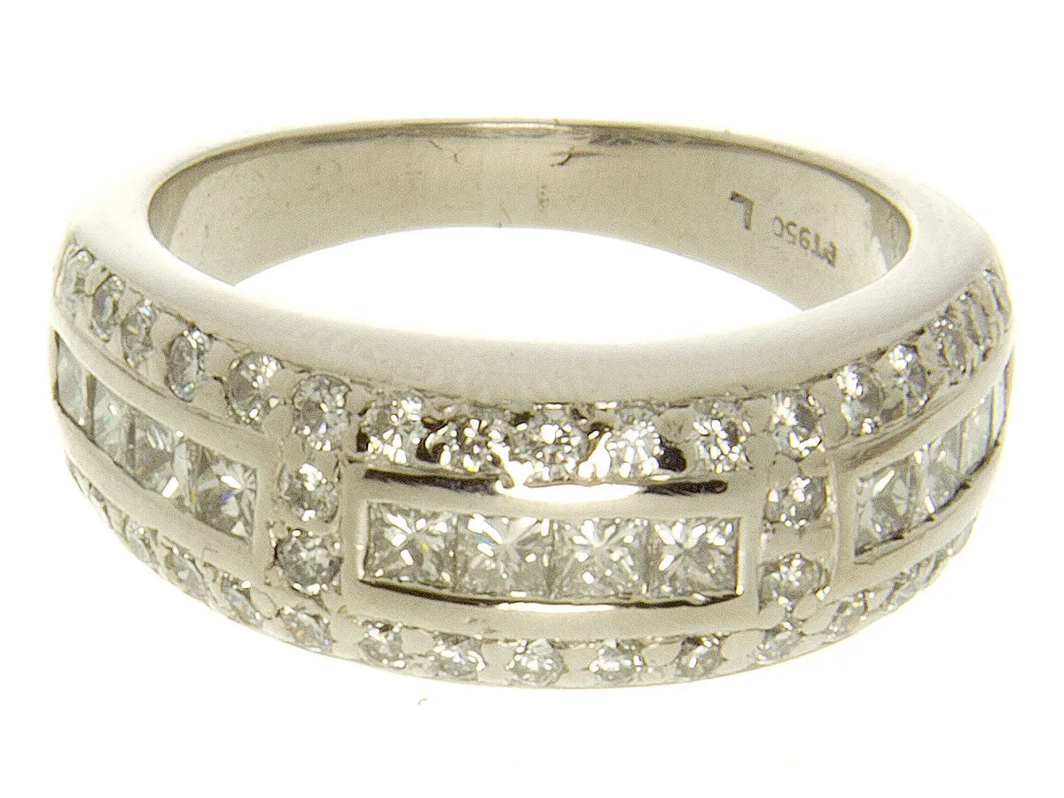 Platinum 1.00ct Princess & Round Diamond Band Ring