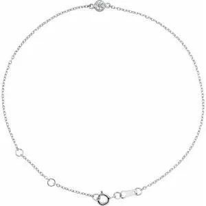 Platinum 1/10 CT Natural Diamond Bezel-Set Solitaire 6 1/2-7 1/2" Bracelet