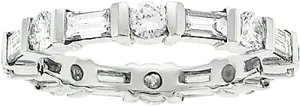 Platinum 1.92ct Round & Baguette Diamond Eternity Band