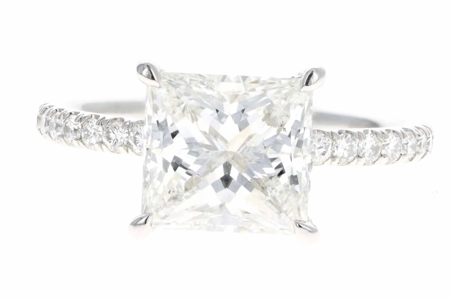 Platinum 2.51 Carat Princess Cut Diamond Hidden Halo Engagement Ring GIA Certified