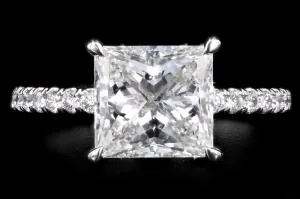 Platinum 2.51 Carat Princess Cut Diamond Hidden Halo Engagement Ring GIA Certified