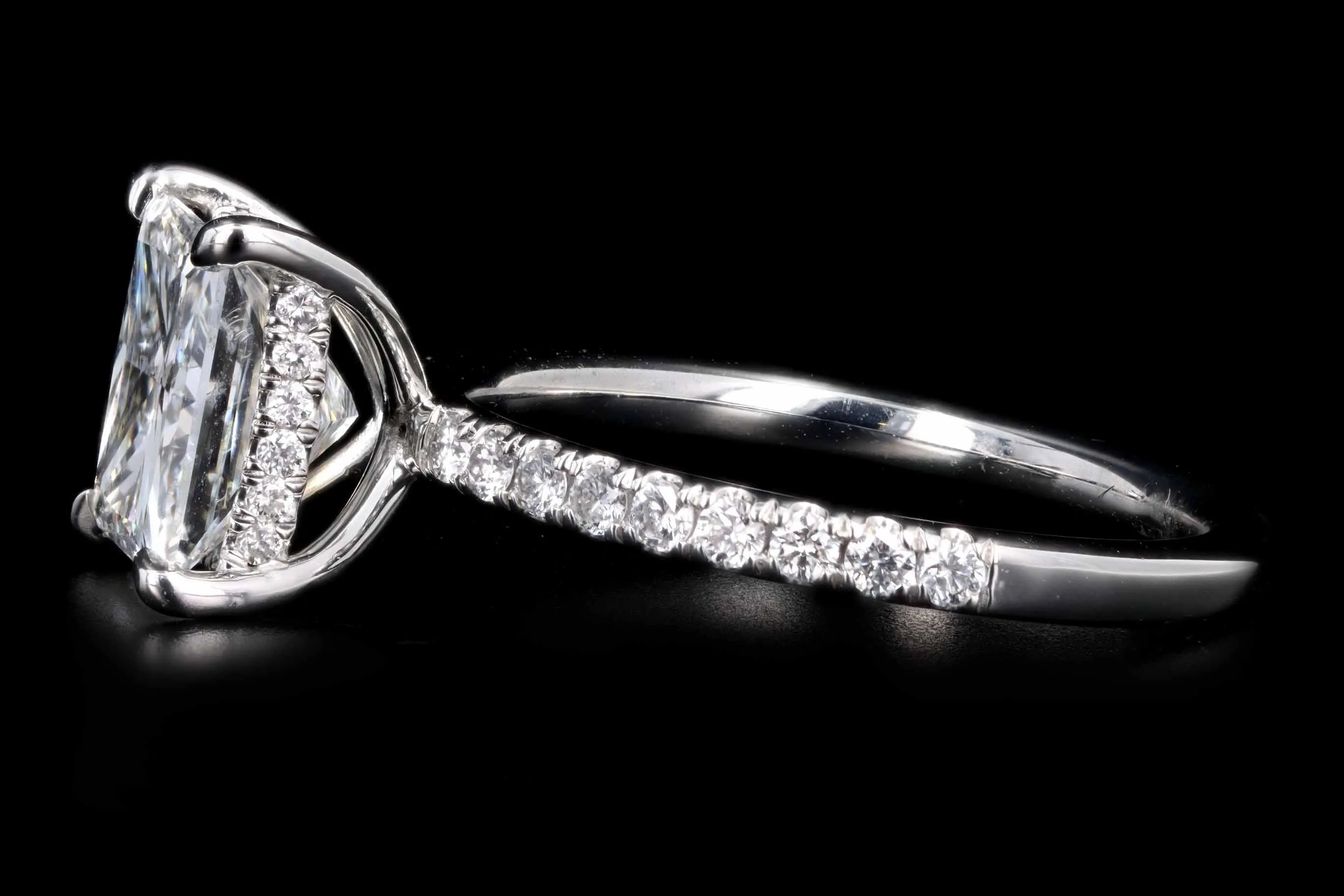 Platinum 2.51 Carat Princess Cut Diamond Hidden Halo Engagement Ring GIA Certified
