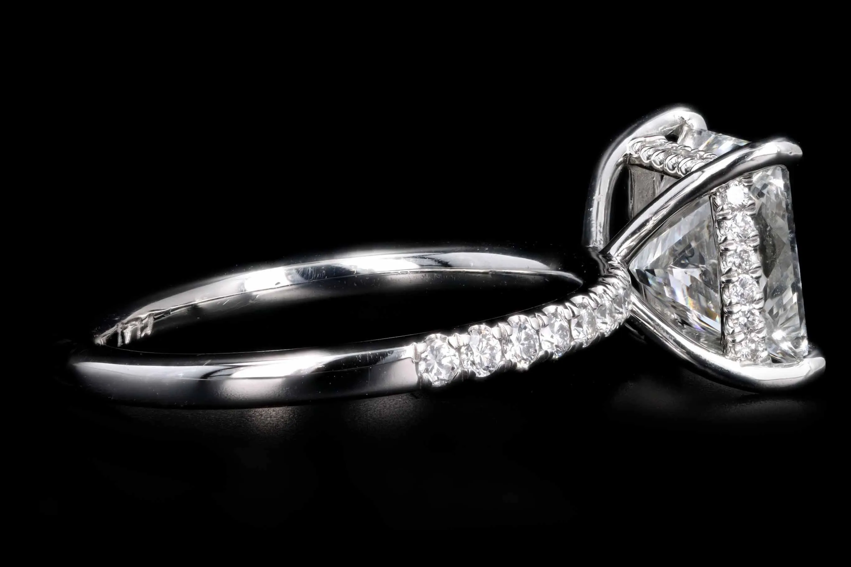 Platinum 2.51 Carat Princess Cut Diamond Hidden Halo Engagement Ring GIA Certified