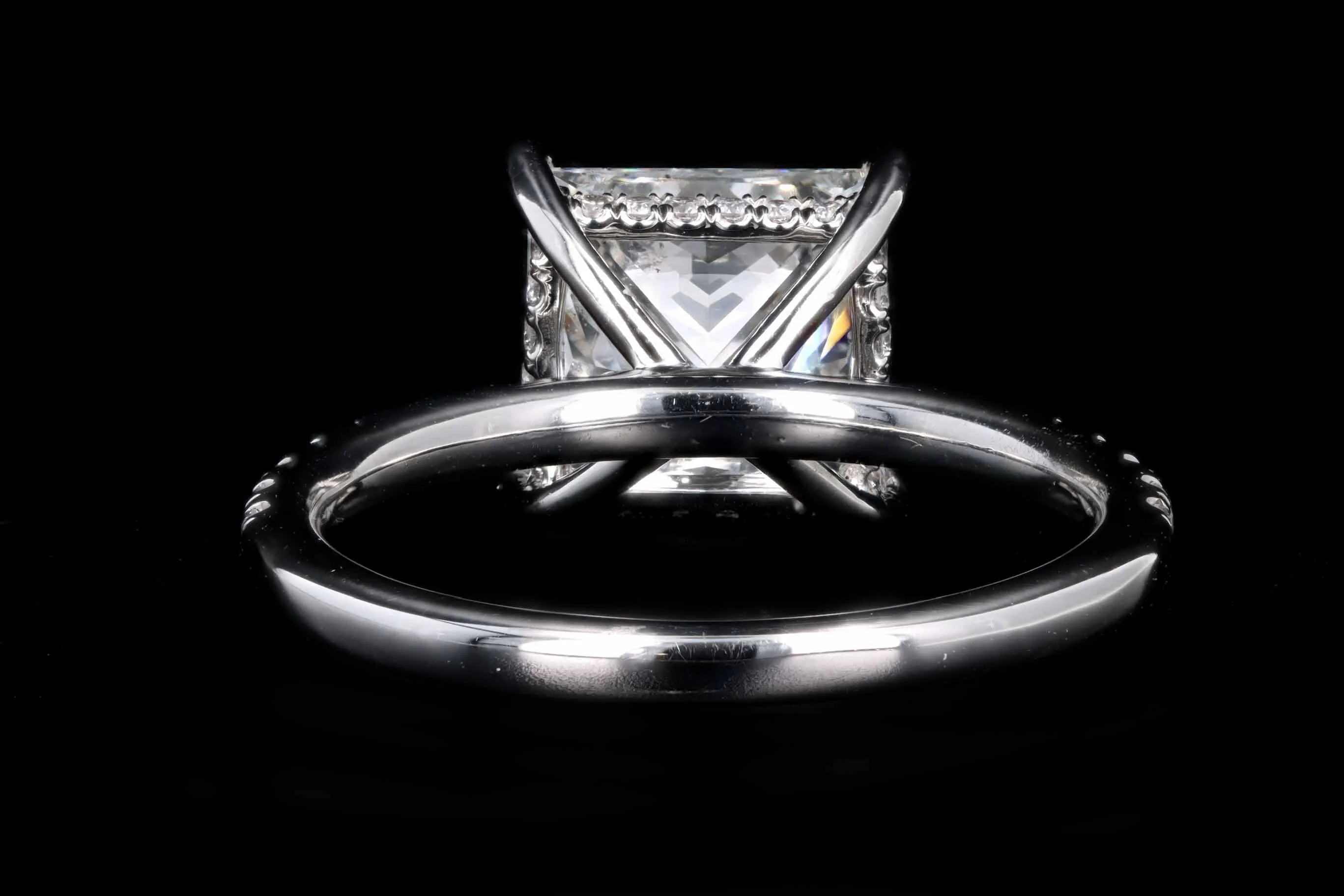 Platinum 2.51 Carat Princess Cut Diamond Hidden Halo Engagement Ring GIA Certified