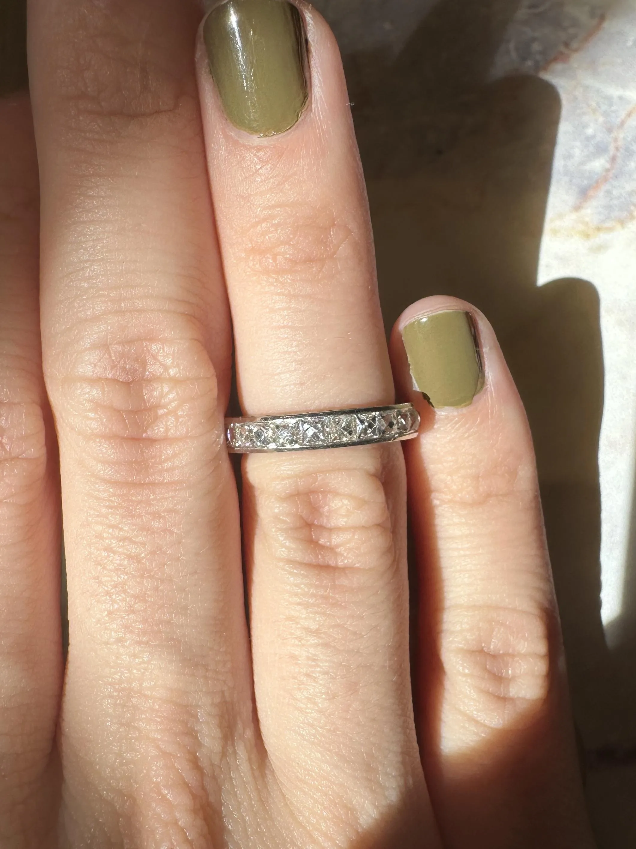 Platinum 3.00 Carat Repurposed Diamond Hand Engraved Eternity Band - Size 4