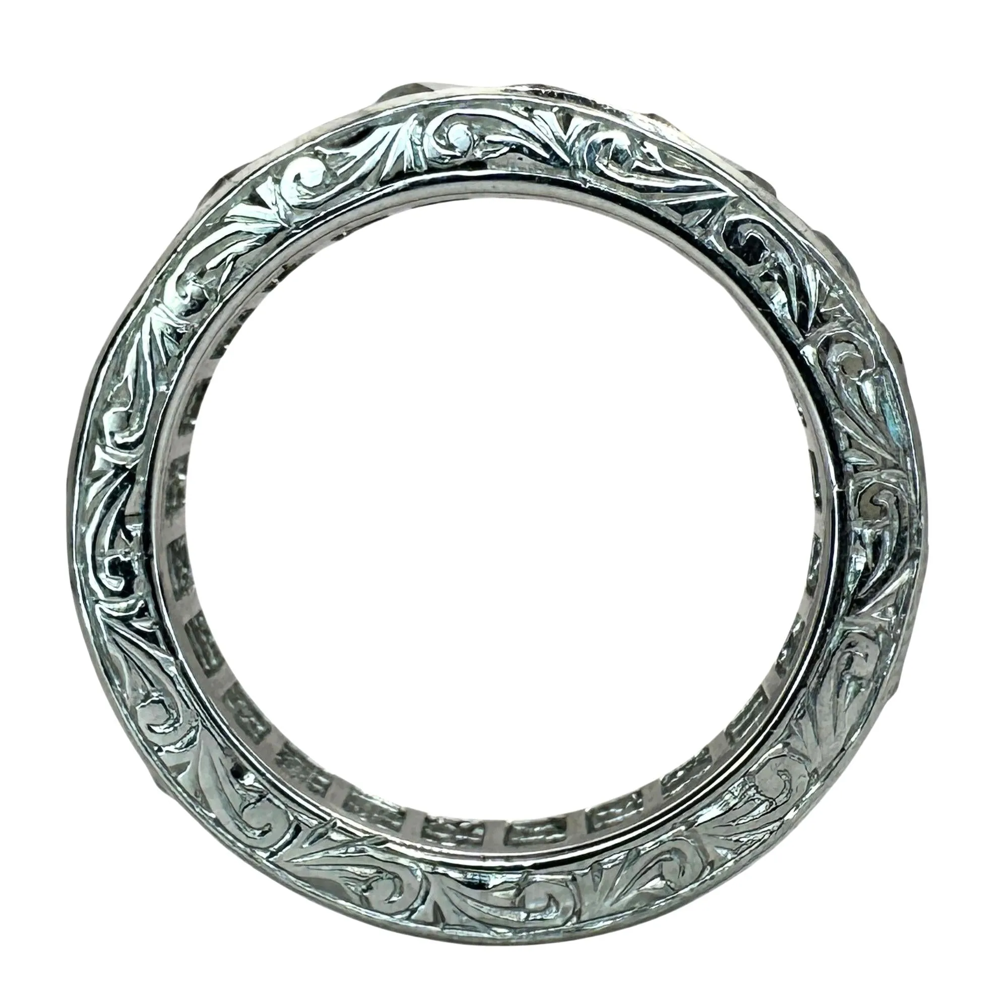 Platinum 3.00 Carat Repurposed Diamond Hand Engraved Eternity Band - Size 4