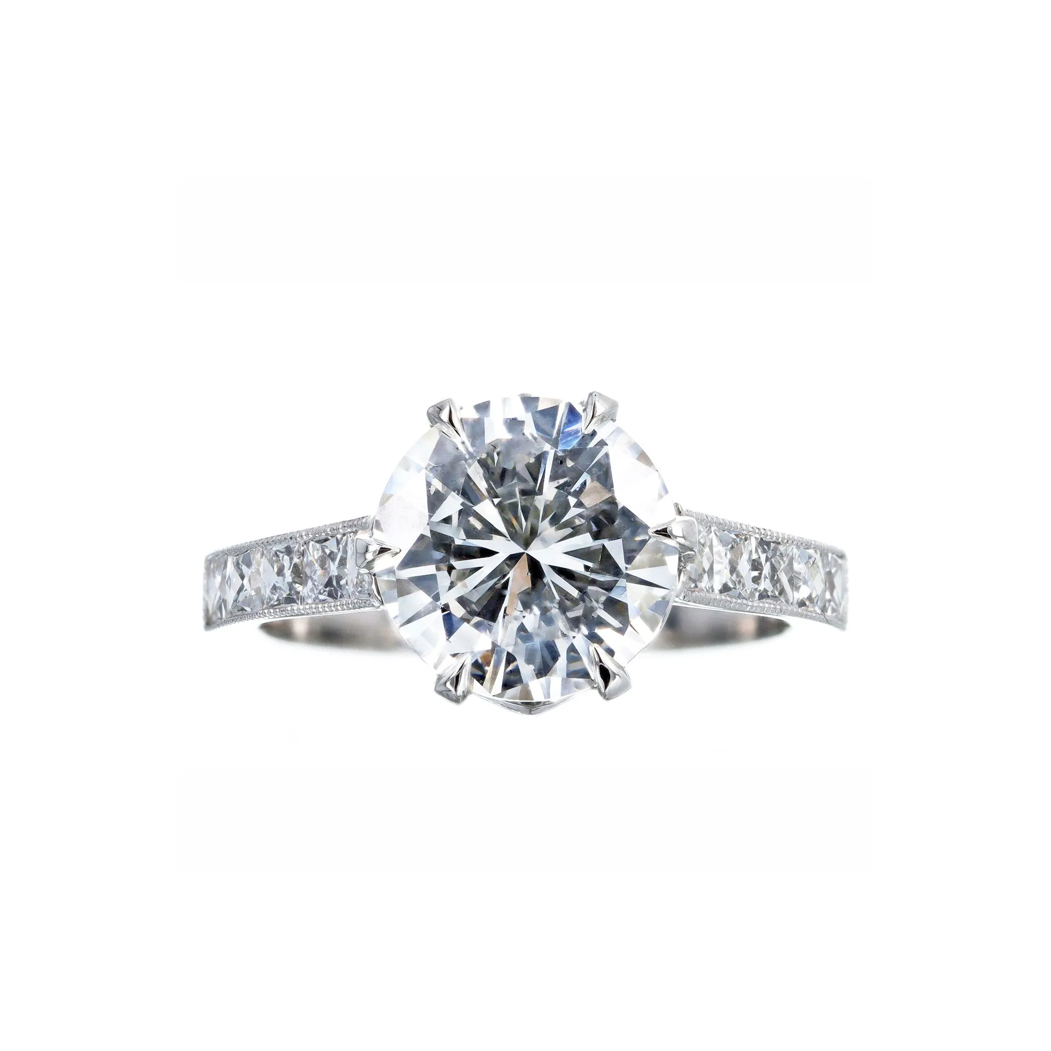 Platinum 3.03 Carat Round Brilliant Diamond Engagement Ring GIA Certified