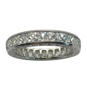 Platinum 3.33 Carat Repurposed Diamond Hand Engraved Eternity Band - Size 6