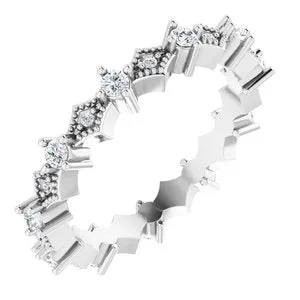 Platinum 3/8 CTW Natural Diamond Milgrain Eternity Band Size 6.5