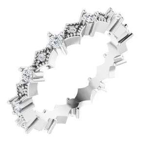 Platinum 3/8 CTW Natural Diamond Milgrain Eternity Band Size 7