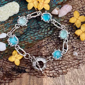 Poseidon Sea Gem hand cast sterling silver bracelet
