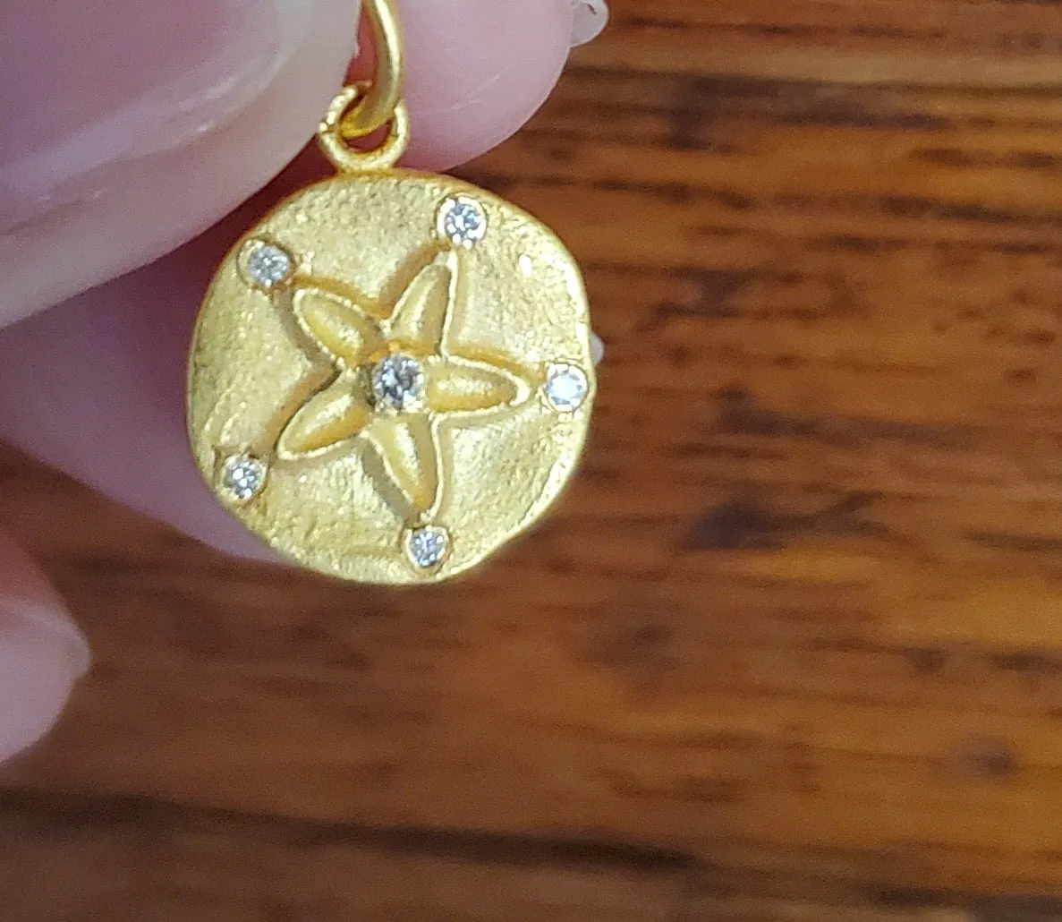 Prehistoric Works 24K Gold flower/starfish with diamonds