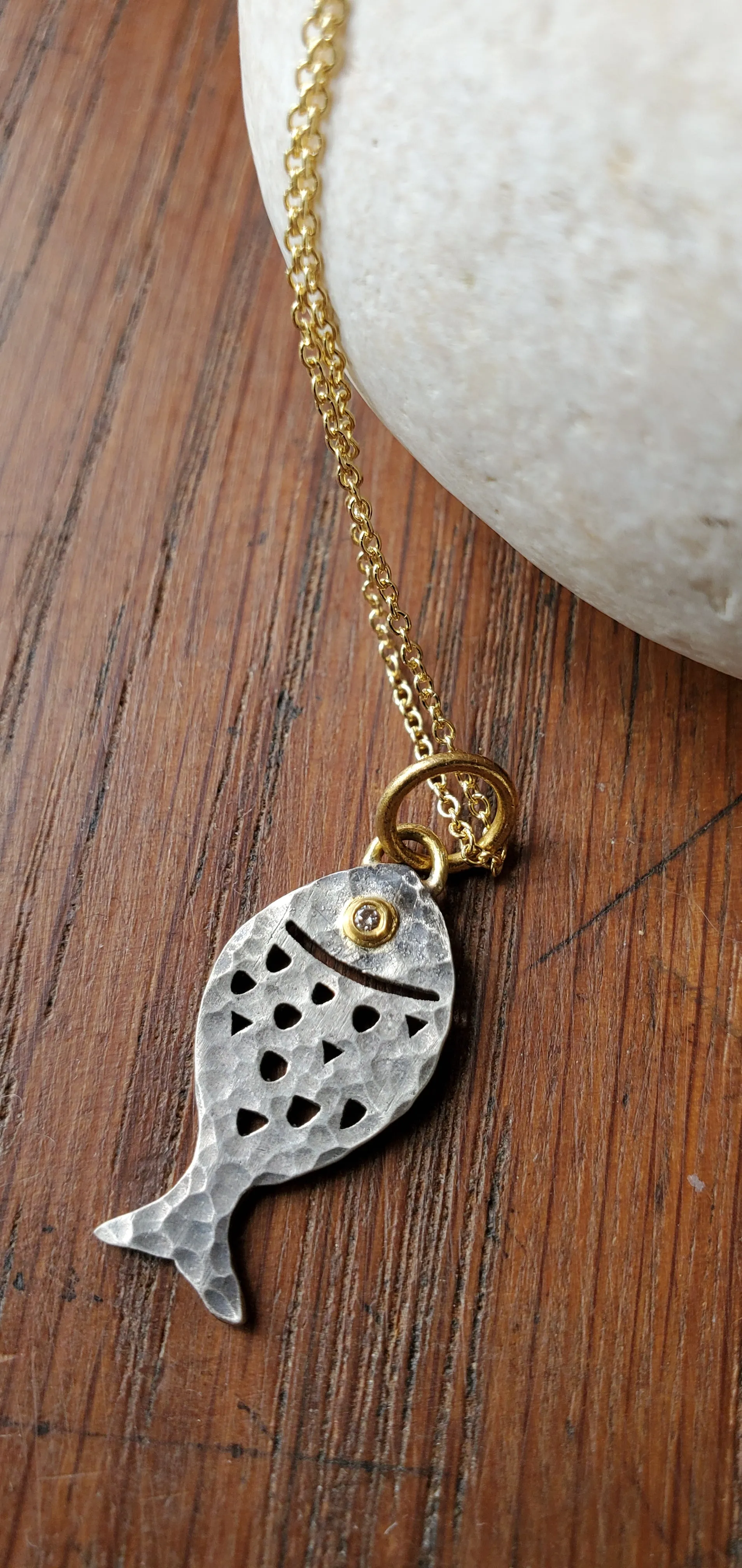 Prehistoric Works Fish-Shaped Diamond Necklace