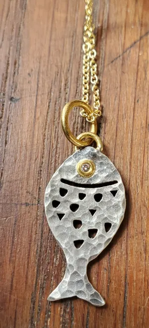 Prehistoric Works Fish-Shaped Diamond Necklace