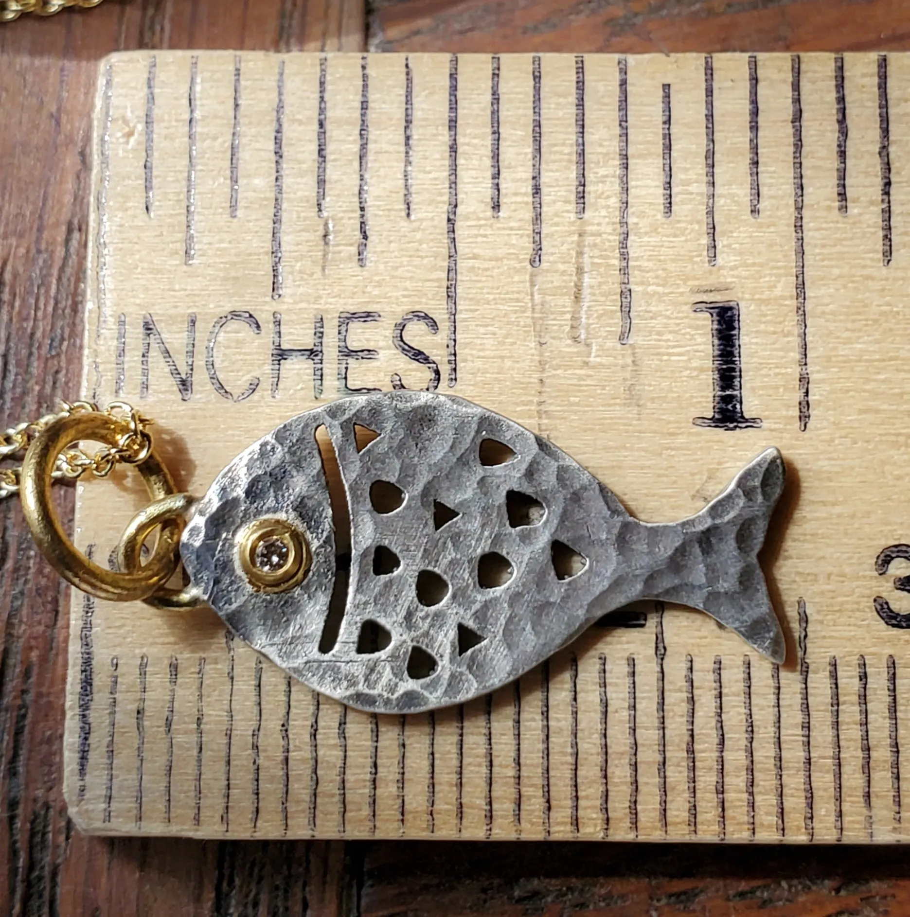 Prehistoric Works Fish-Shaped Diamond Necklace
