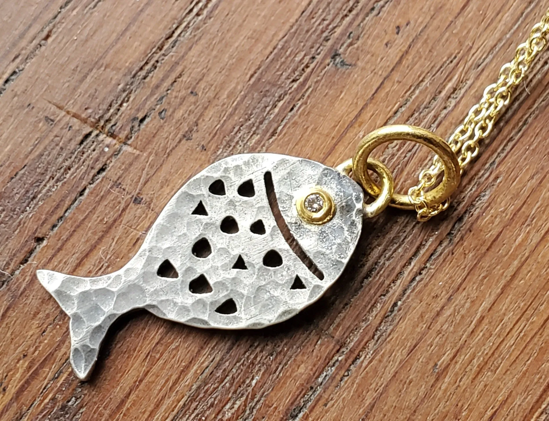 Prehistoric Works Fish-Shaped Diamond Necklace