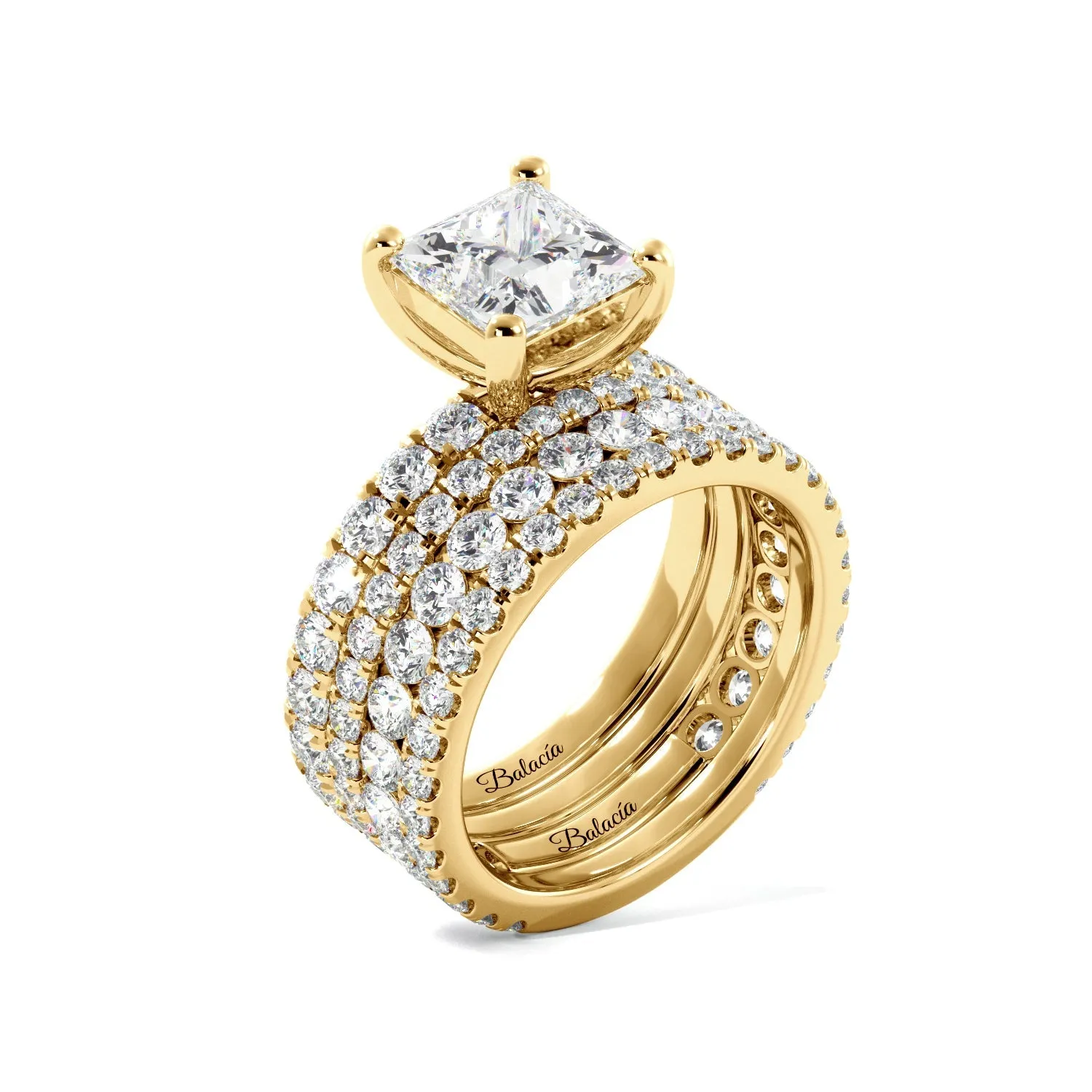Princess Cut 3/4 Eternity Engagement Ring Set