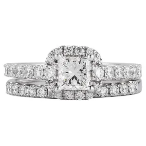Princess Cut and Round Brilliant Diamond Wedding Set (1.45 ctw)