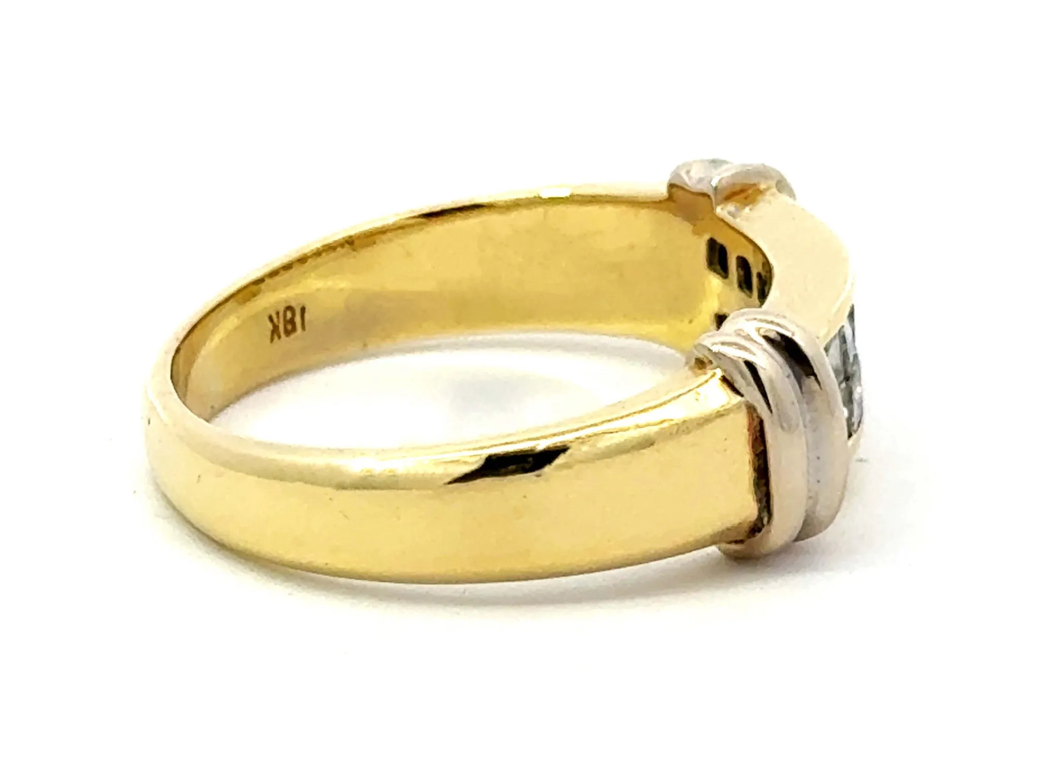 Princess Cut Channel Set Double Diamond Row Ring in 18k Gold