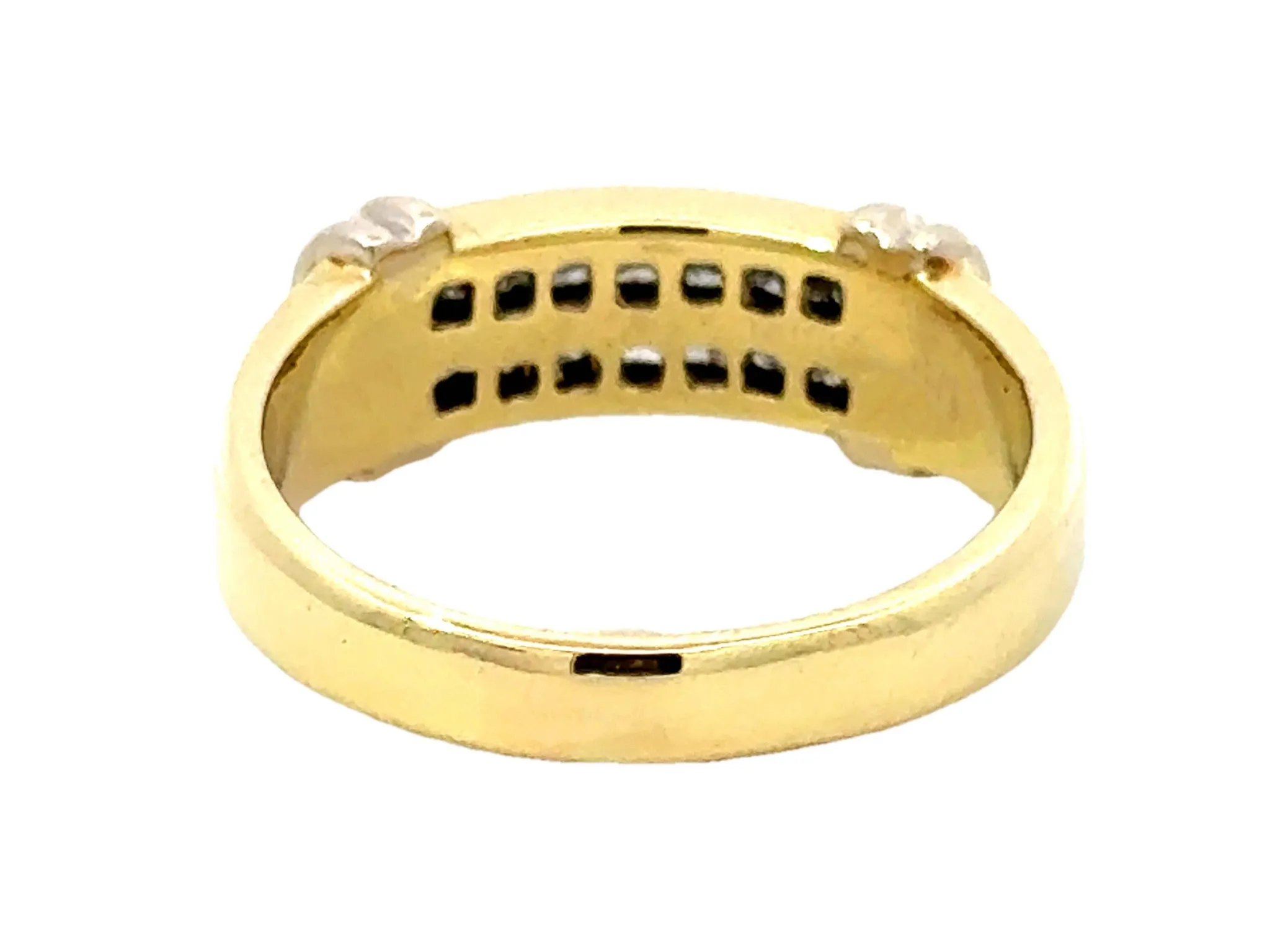 Princess Cut Channel Set Double Diamond Row Ring in 18k Gold