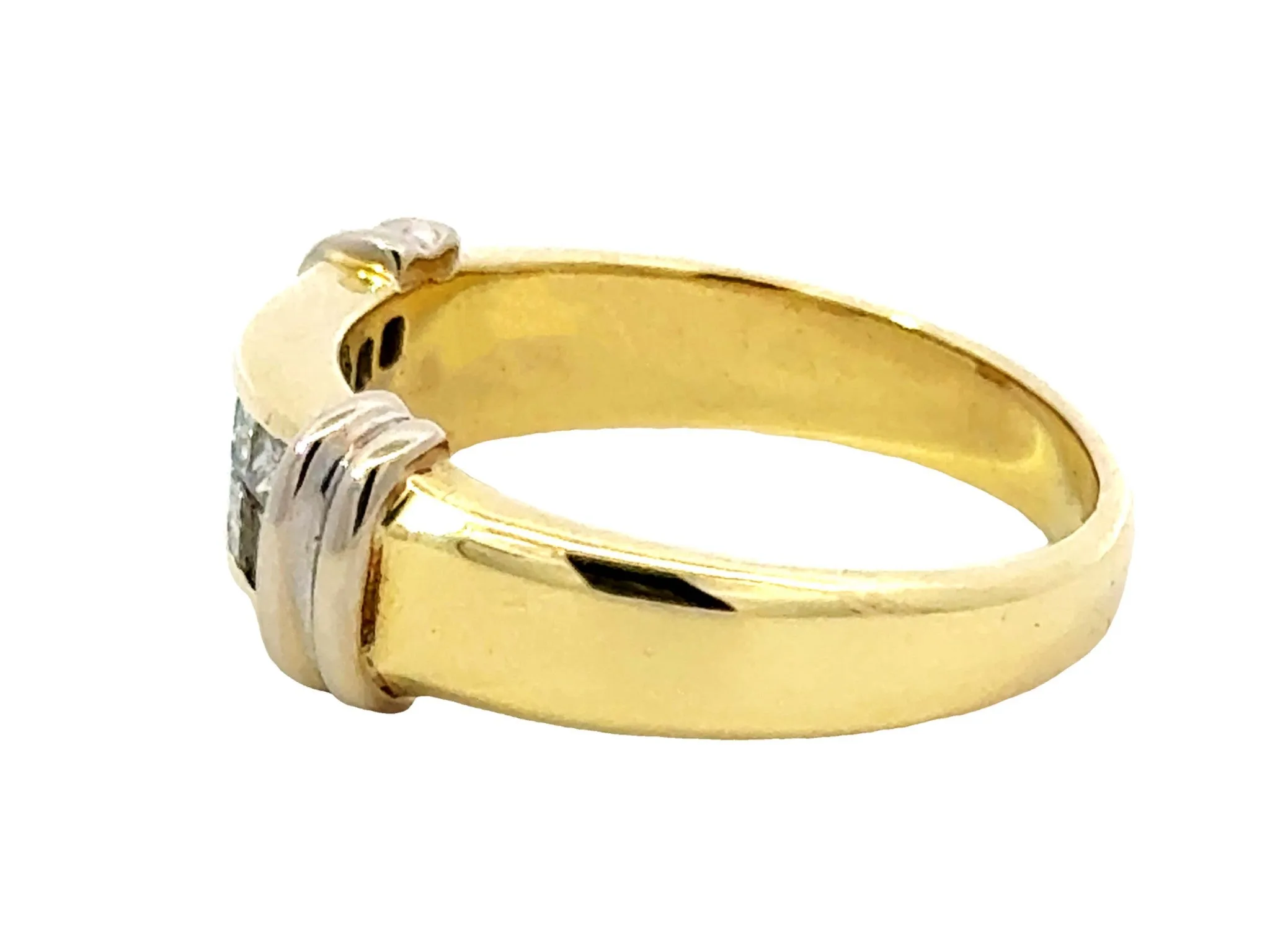 Princess Cut Channel Set Double Diamond Row Ring in 18k Gold