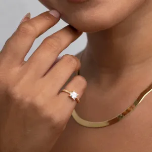 Princess Cut Cz Diamond Ring - 18K Gold Vermeil