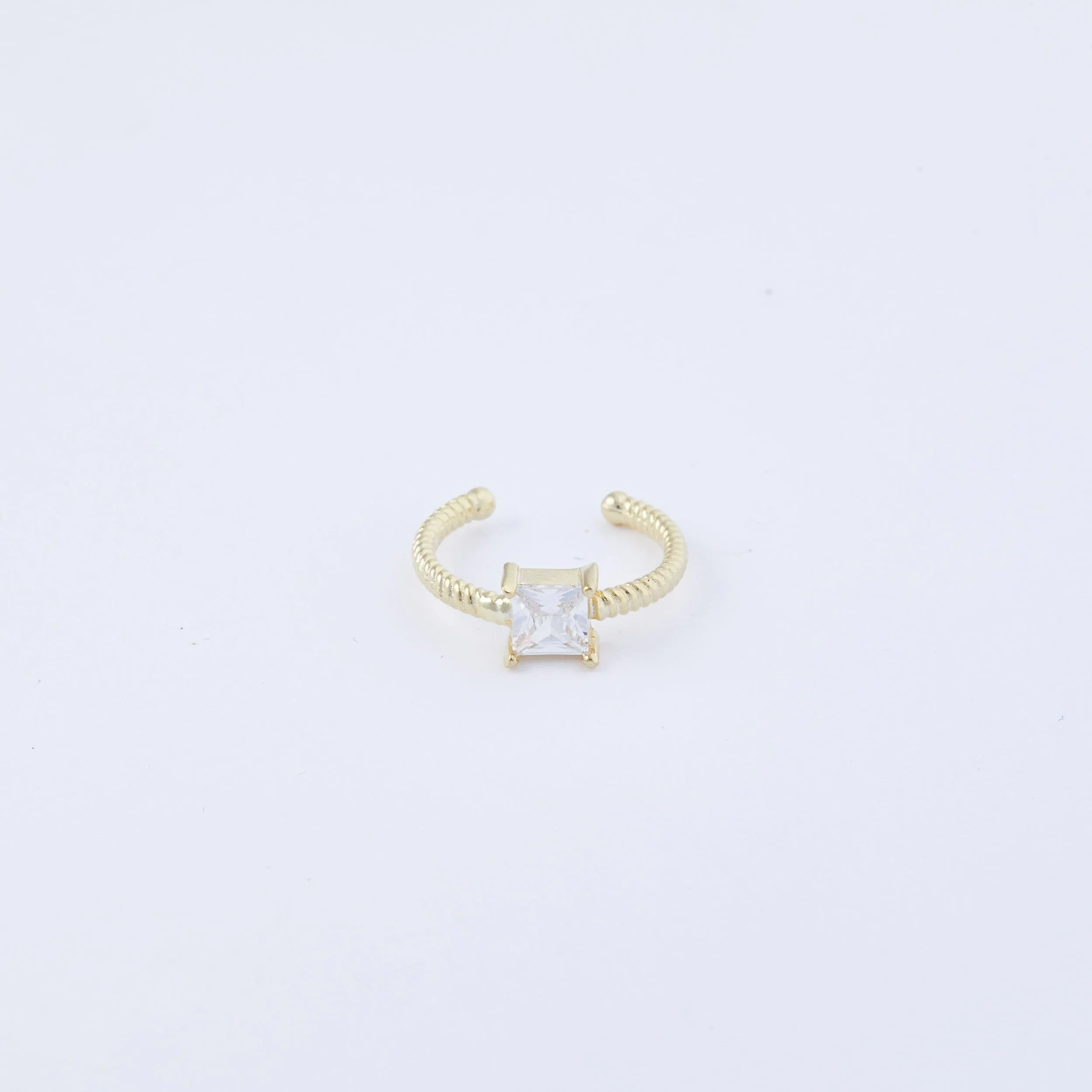 Princess Cut Cz Diamond Ring - 18K Gold Vermeil