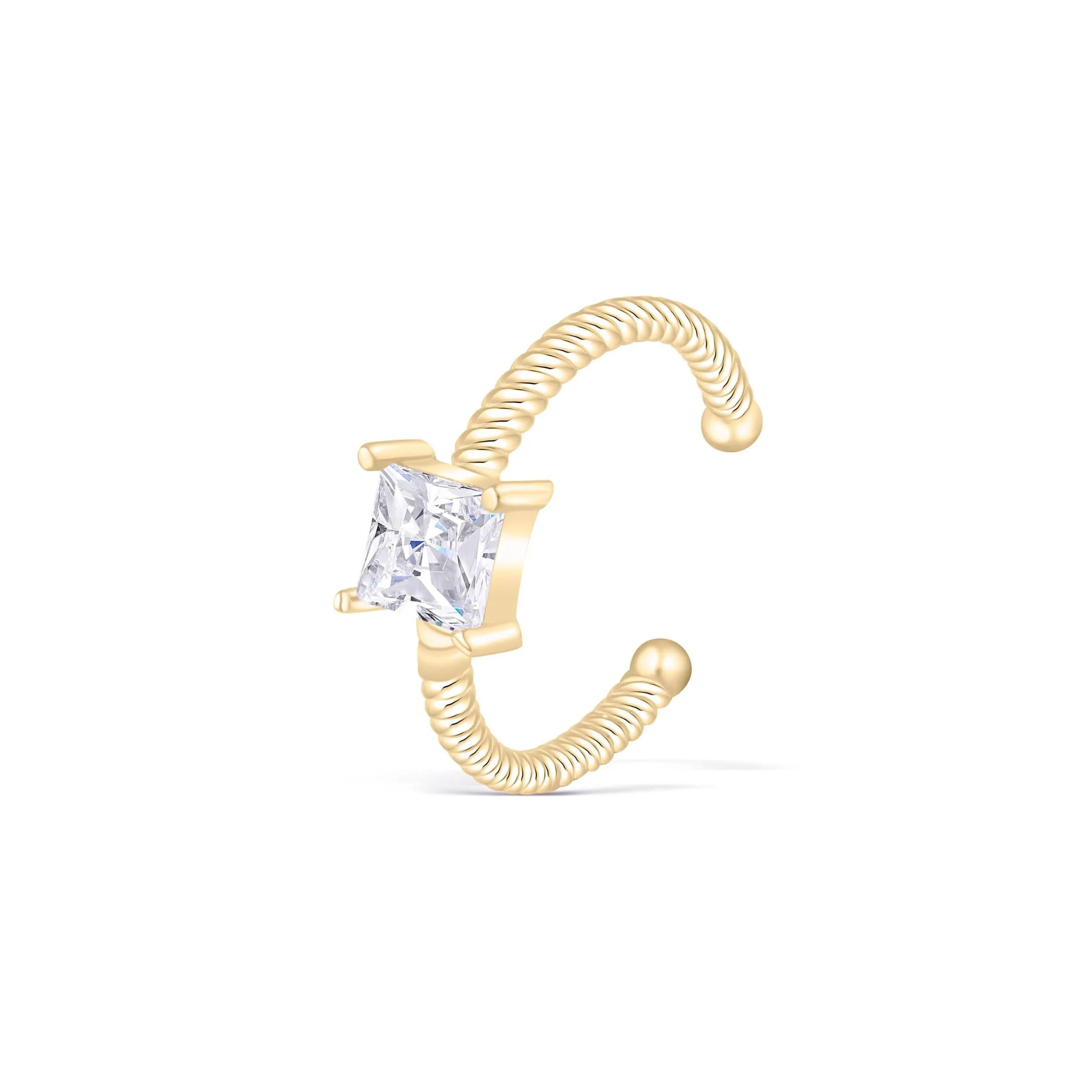 Princess Cut Cz Diamond Ring - 18K Gold Vermeil