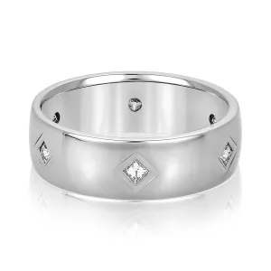 Princess Cut Diamond Men's Wedding Band Bezel Set