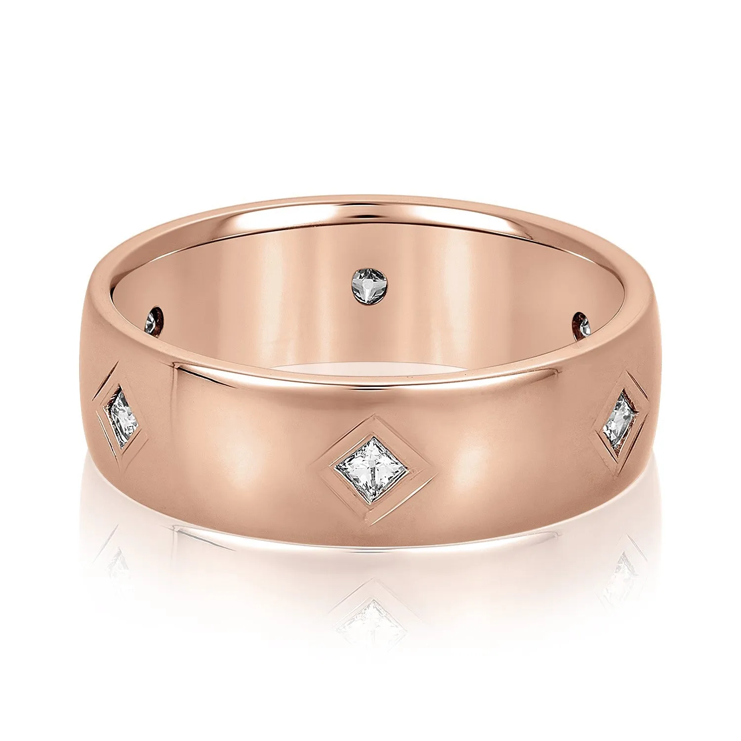 Princess Cut Diamond Men's Wedding Band Bezel Set