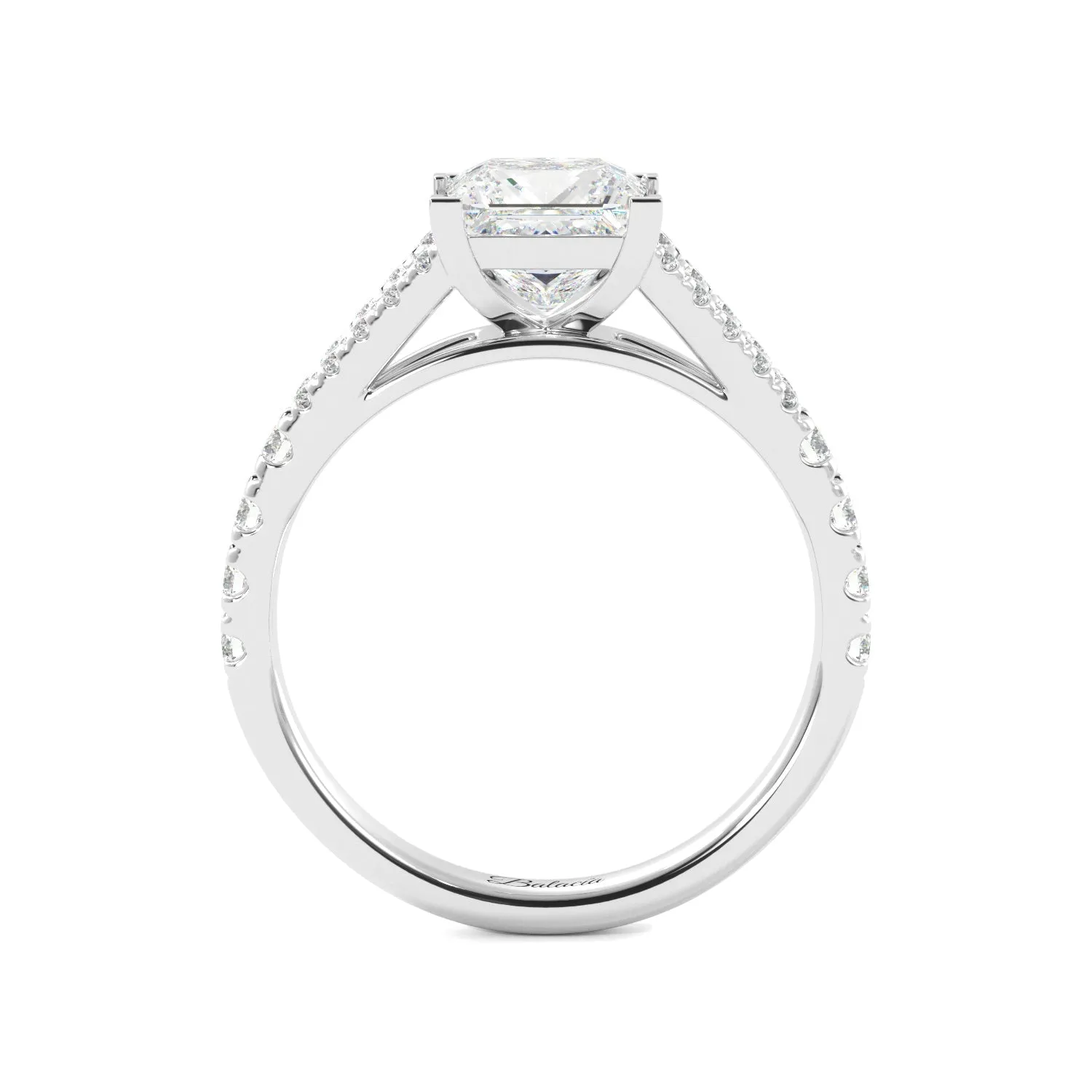 Princess Cut Engagement Ring Diamond Accented Band