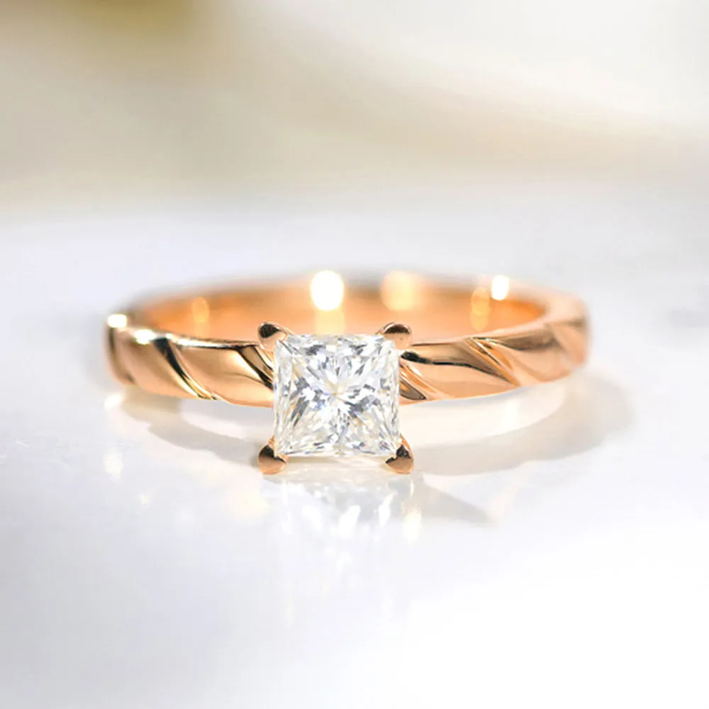 Princess Cut GIA Diamond Solitaire Engagement Ring