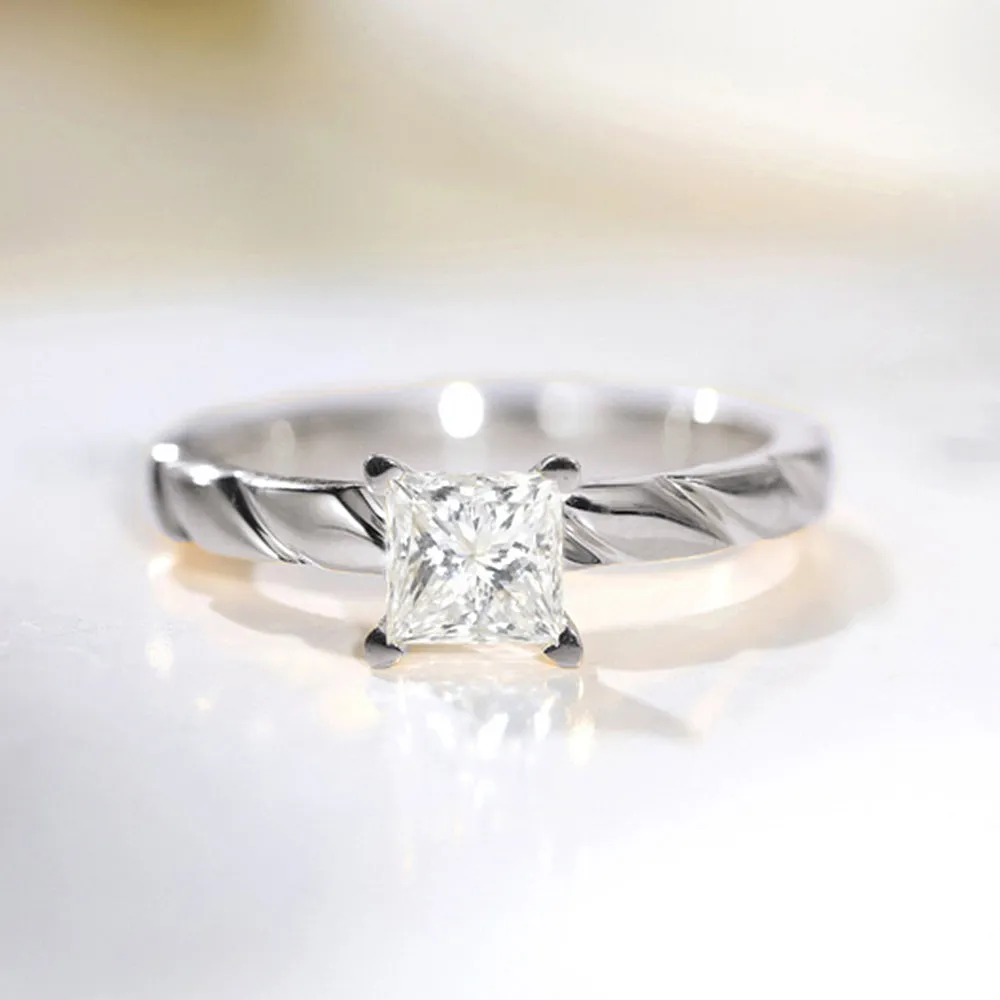 Princess Cut GIA Diamond Solitaire Engagement Ring